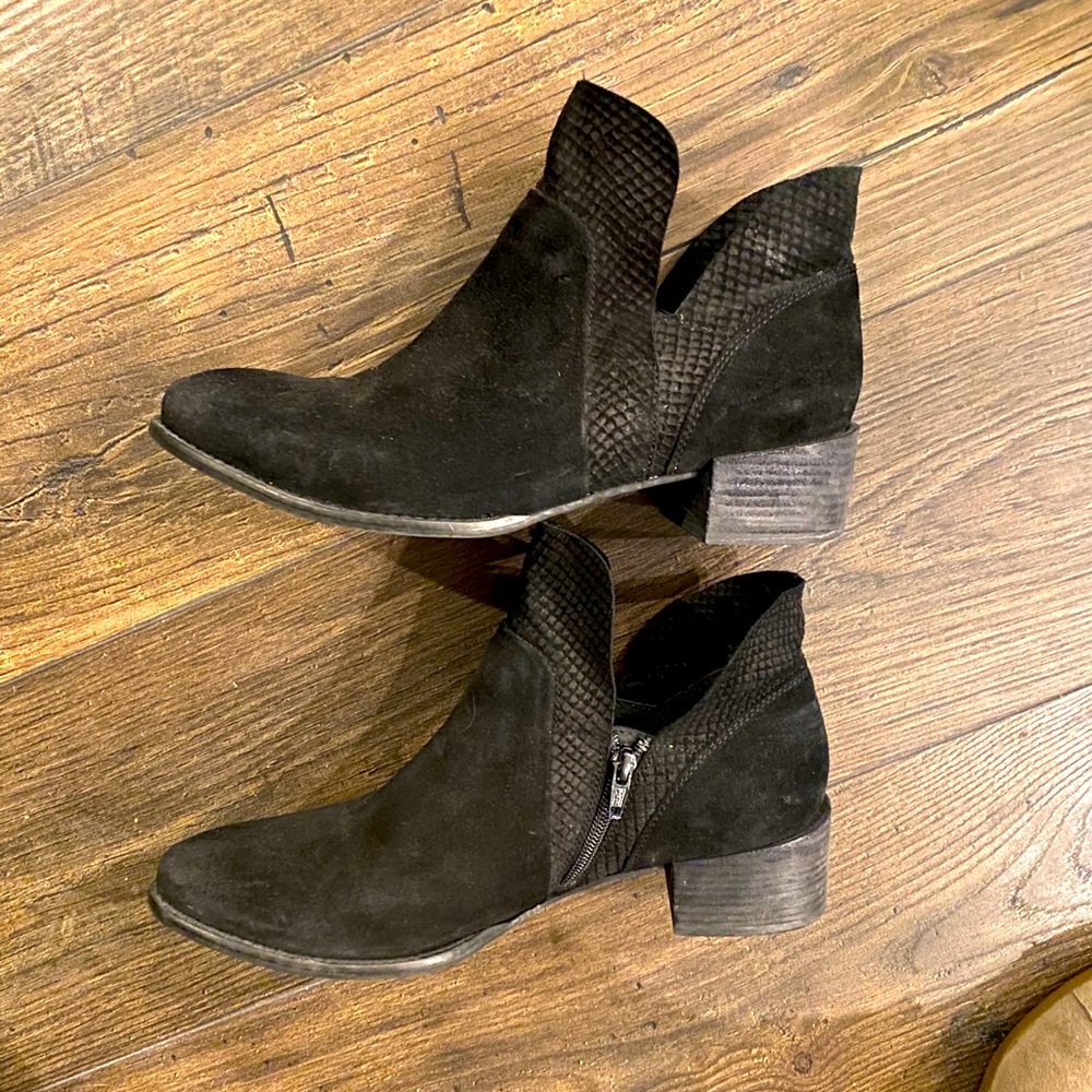 Black leather booties